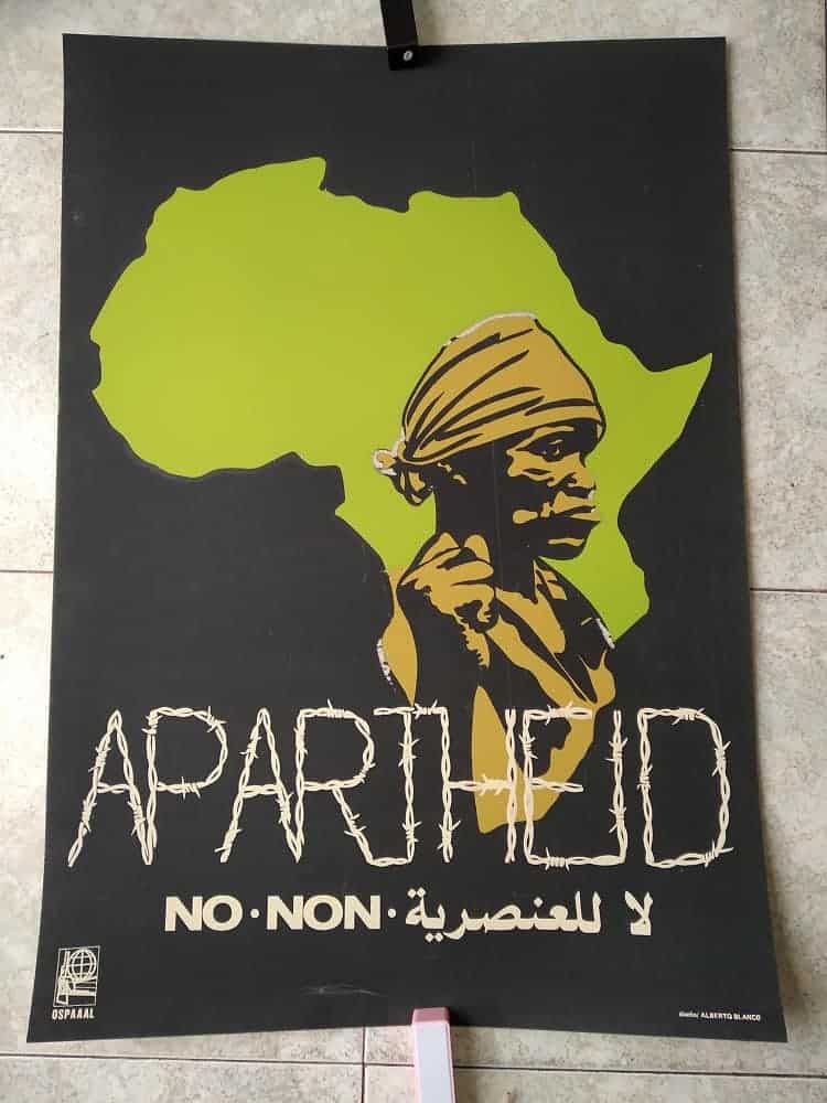 Poster politico cubano apartheid no non
